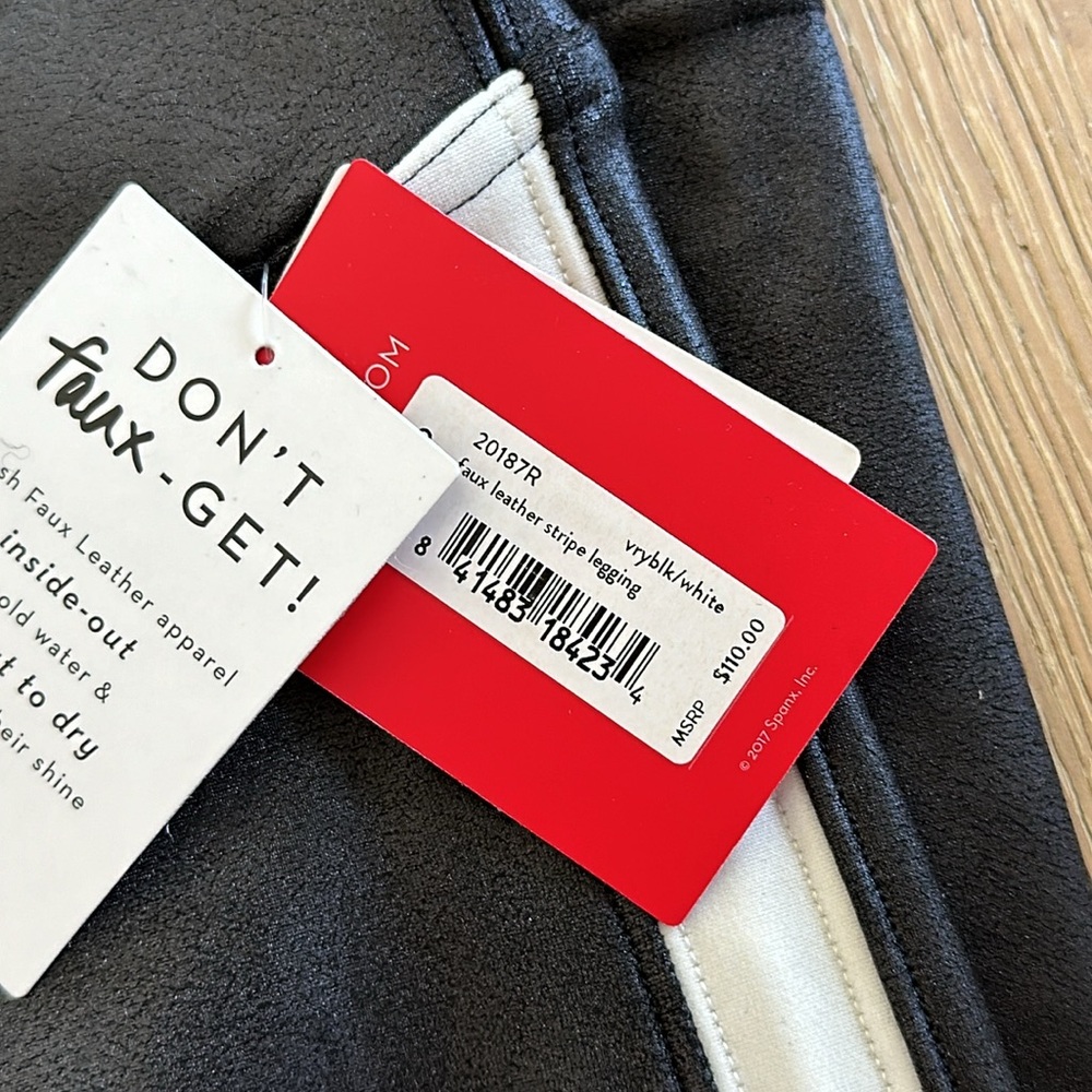 SPANX Faux Leather Side Stripe Leggings - Picture 5 of 12